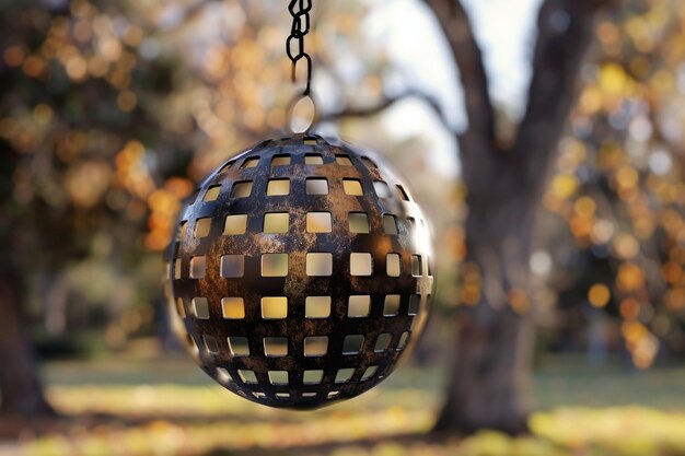 metal sphere suspended in the air