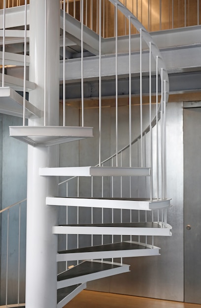 Metal spiral staircase interior