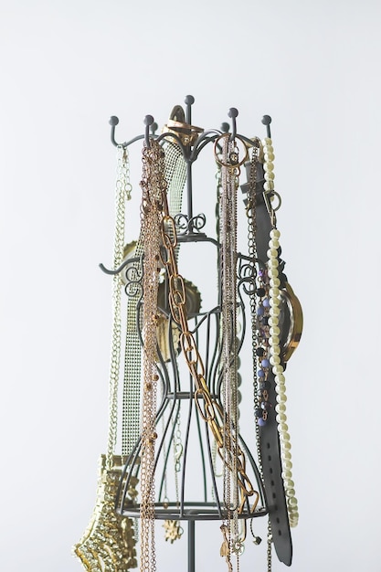 Metal stand with jewelry and bijouterie Home storage