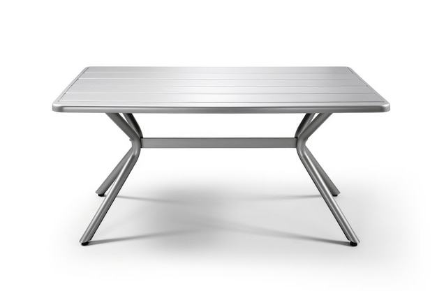 Photo metal table with white tabletop on a white or clear surface png transparent background