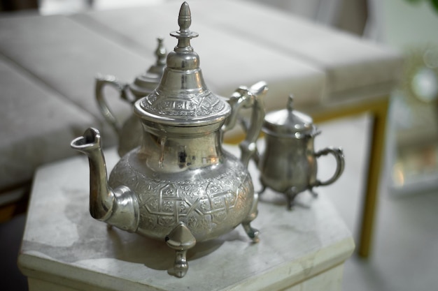 Metal teapots in Eastern culture Hammam steam bath and sauna Relaxation