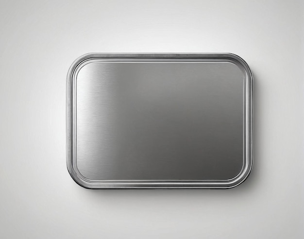 a metal tray with a blank metal plate