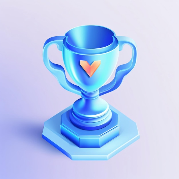 Metal trophy on gradient color background