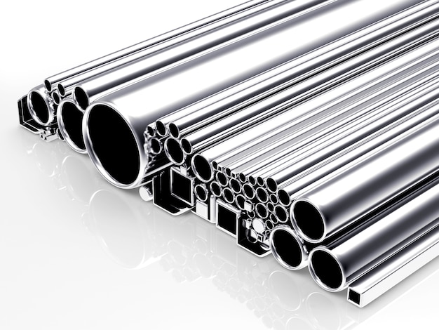 Metal tubes and pipes on a bright background