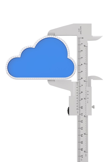 Штангенциркуль из металла с изображением облака на белом фоне