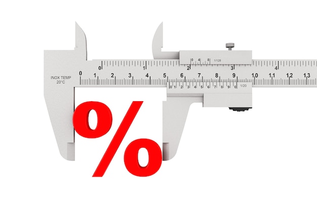 Metal Vernier Caliper with Percent Sign on a white background