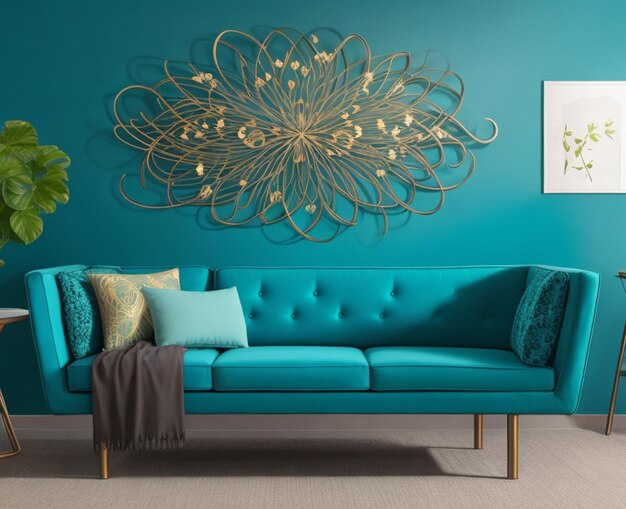 Metal wall art decoration with table and amethy