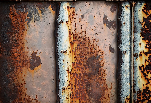 metal wall with rusted patches and oxidized