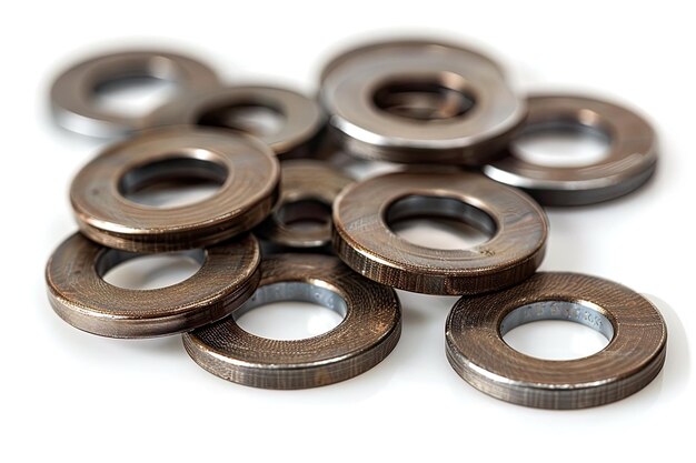 metal washers isolated on white background