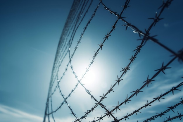 Metal wire fence Generate Ai