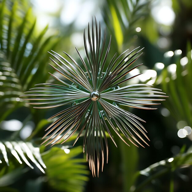 Foto metal wire sacred cross en palm frond mobiele decoratie sym cross palm zondag foto christelijke kunst