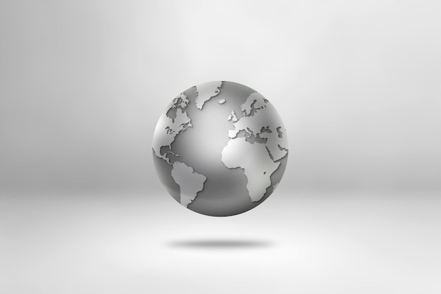 Фото Металлический земной шар, изолированный на белом фоне 3d-иллюстрация