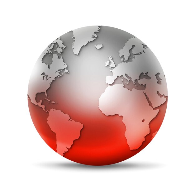 Photo metal world globe isolated on white background global warming symbol