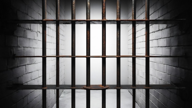 Metalen gevangenisstaven geïsoleerd op een witte achtergrond