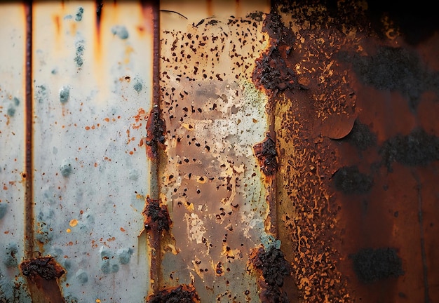 metalen muur met roestige vlekken en geoxideerde