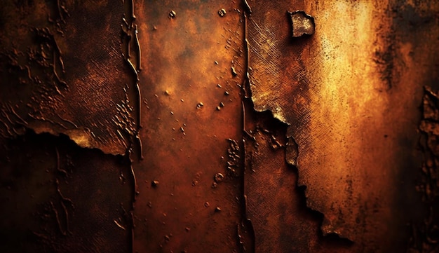 Metalen oude grunge koper bronzen roestige textuur goud generatieve Ai