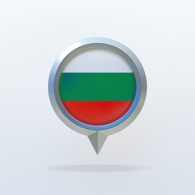 Metalen pictogram van de nationale vlag van Bulgarije met een locatie-indicator