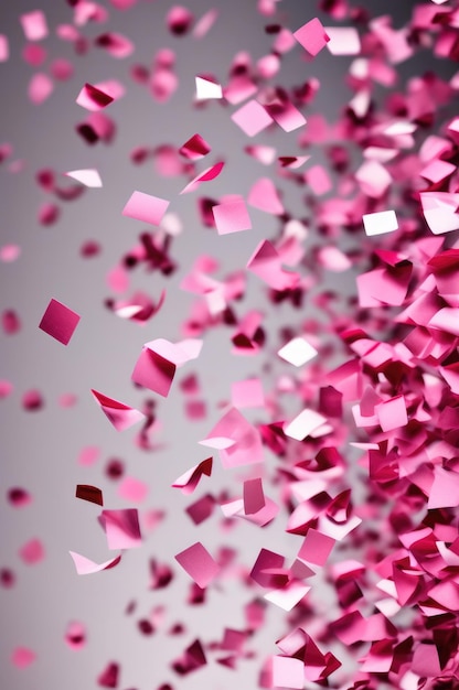 Foto metalen roze confetti op een neutrale achtergrond