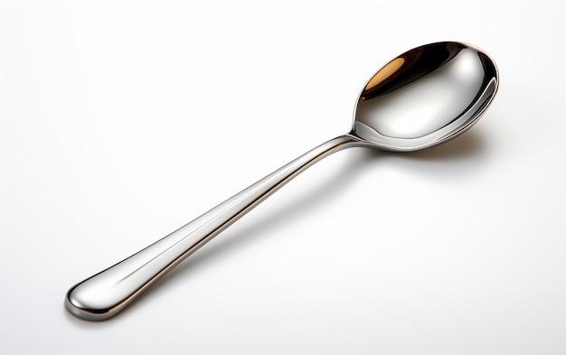 Photo metalhandled spoon on white surface