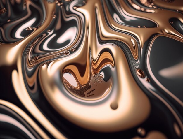 A metallic abstract wavy liquid background Generative AI technology