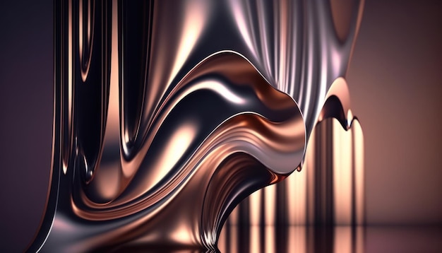 A metallic abstract wavy liquid background Generative AI technology