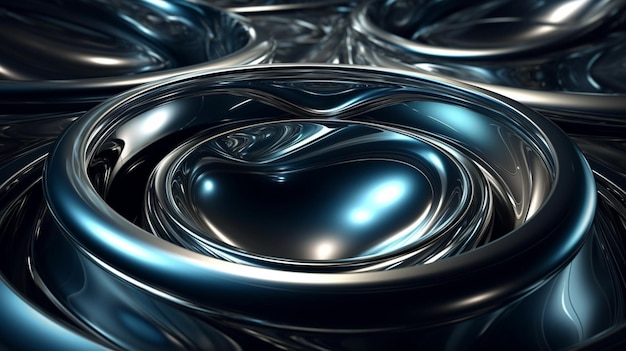 Metallic abstract wavy liquid background generative ai