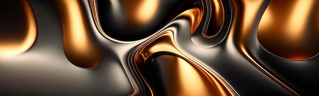 Metallic abstract wavy liquid background Generative AI