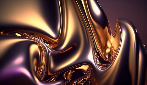 Metallic abstract wavy liquid background layout design tech innovation Generative Ai