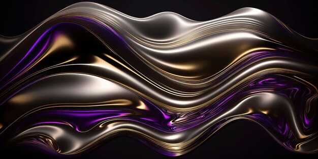 Metallic abstract wavy liquid background layout design tech innovation