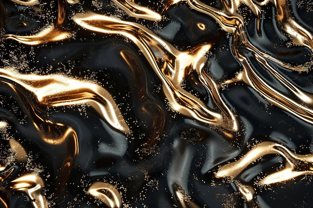 Metallic abstract wavy liquid background