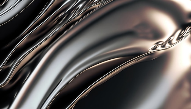 Metallic abstract wavy liquid background