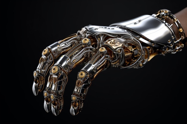 Metallic cyborg hand demonstreert futuristische robot