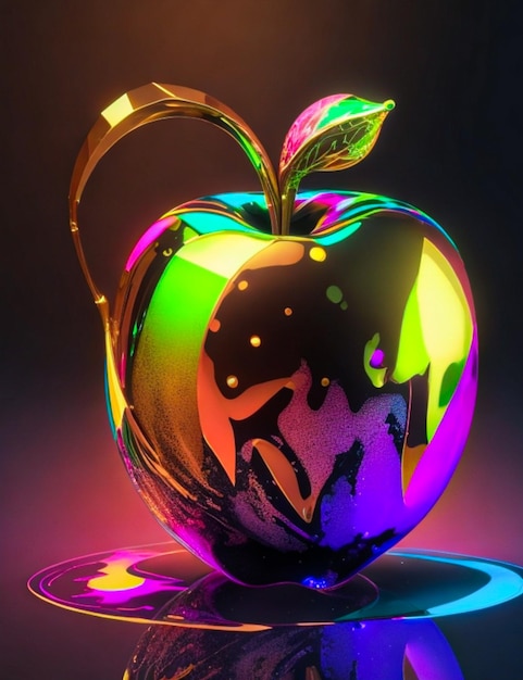 Metallic dipped apple illustration