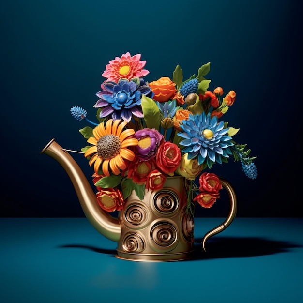 Metallic Elegance A Captivating Watering Can Masterpiece