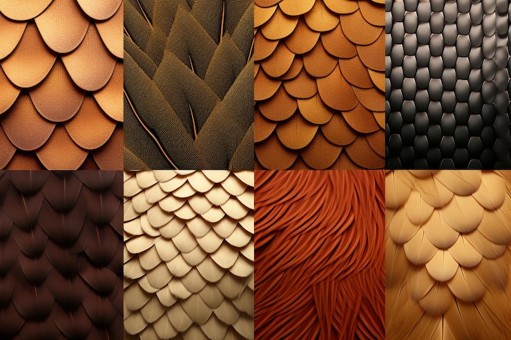 Photo metallic feather patterns