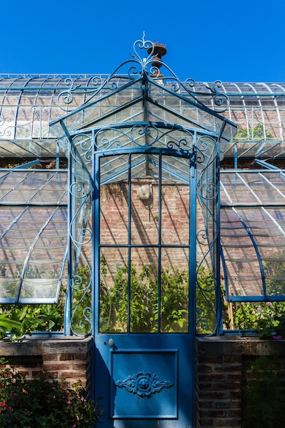 Photo metallic gate of greenhouse