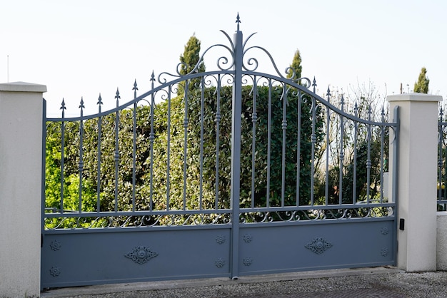 Metallic grey classic portal home iron classical gray steel vintage metal steel house gate