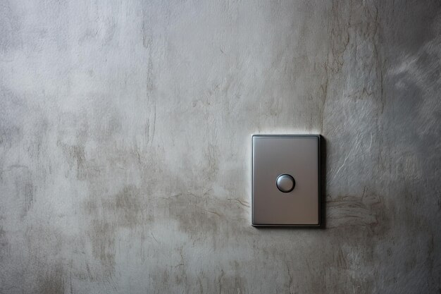 Metallic handle next to door gray textured wall s light switch