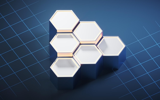 Photo metallic hexagon material background 3d rendering