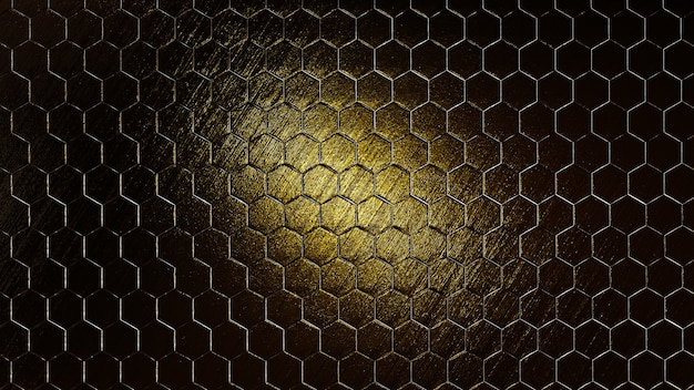 Metallic hexagonal background with light effect