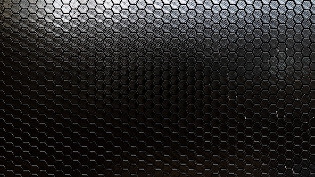 Metallic hexagonal black and white background with light effect