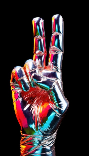 металлическая инфузионная жидкость части тела пальца руки металлическая неоновая жидкость изолирована на темном фоне