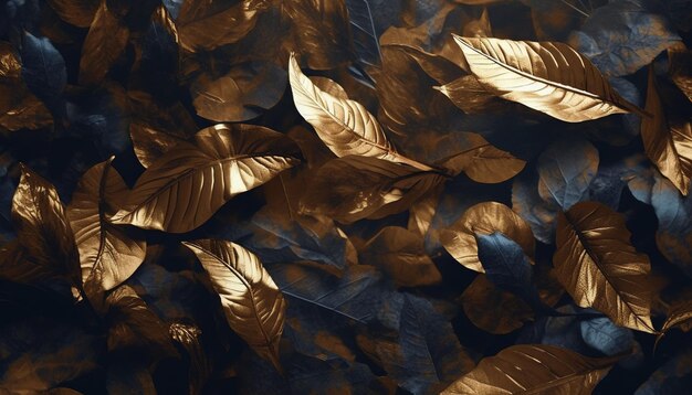 Metallic leafy background Generative Ai