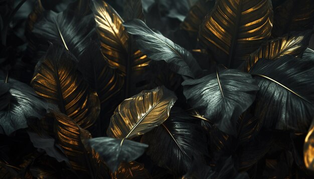 Metallic leafy background Generative Ai