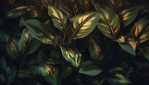 Metallic leafy background Generative Ai