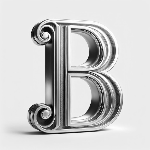 Photo the metallic letter b shines on a pure white canvas looks like bold silver b