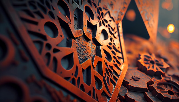 Metallic machinery creates ornate generative AI illustrations indoors generative AI