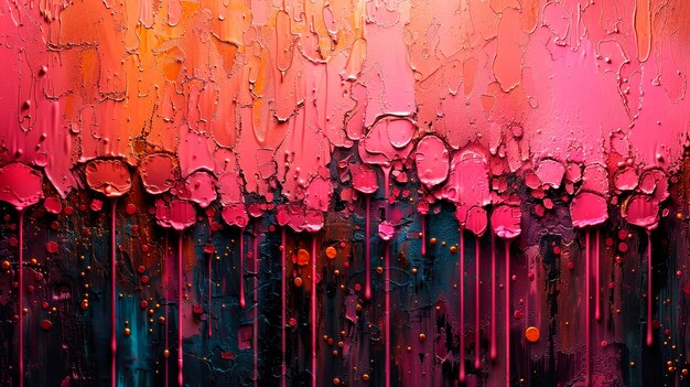 Metallic paint splashes and textured background with drops and brush strokes