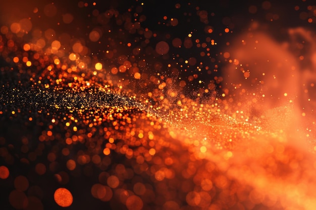 Metallic pigment dust sparkles in orange and red hues