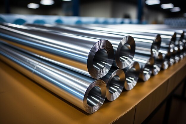 Photo metallic precision rolled aluminum tubes and sheets on display